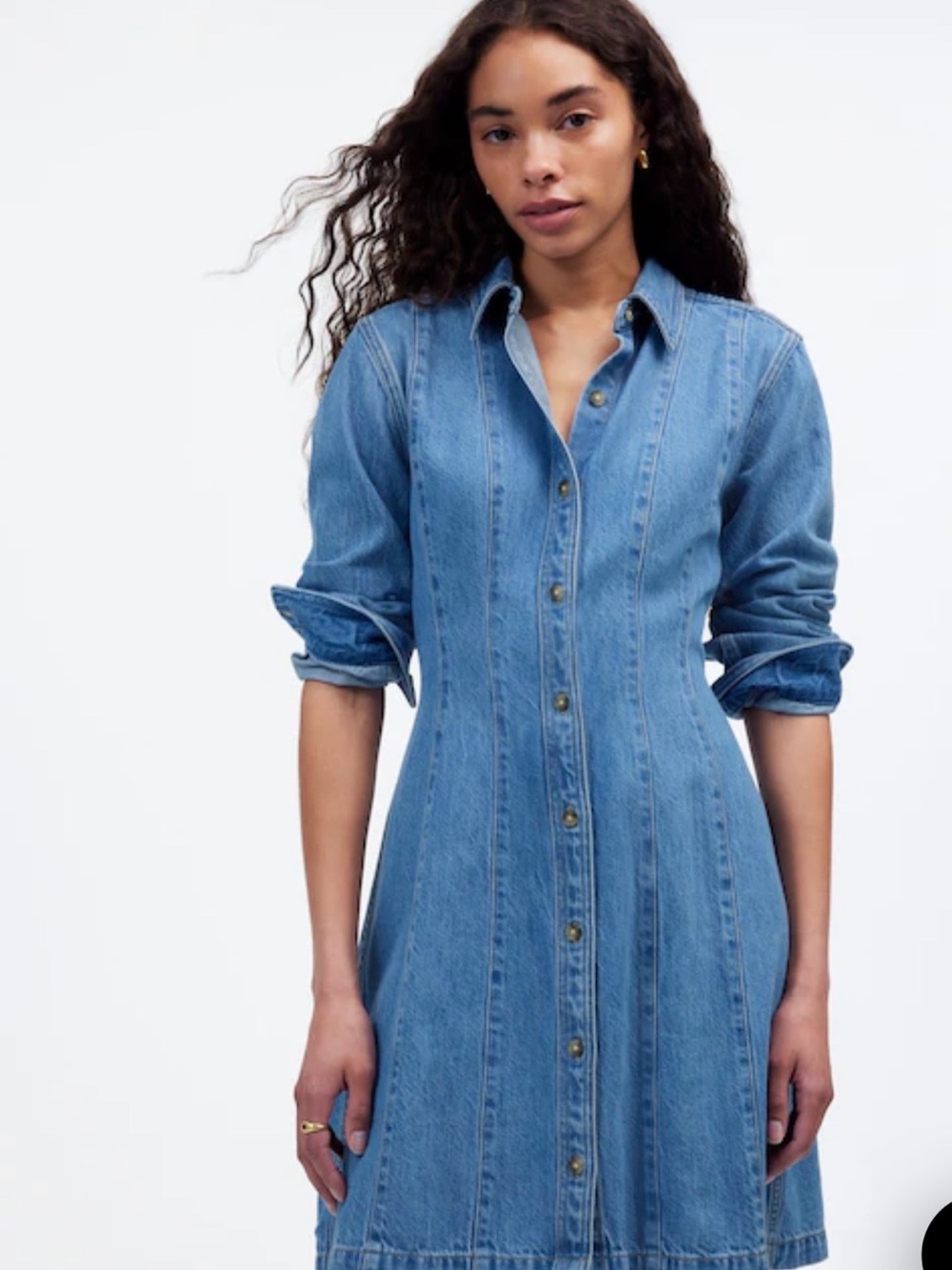 Seamed Mini Dress in Ramey
Wash: Airy Denim Edition
